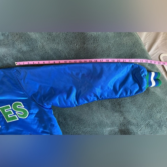 Vintage 1990s Minnesota Timberwolves Satin Starter Bomber Jacket Sz L - Picture 7 of 11